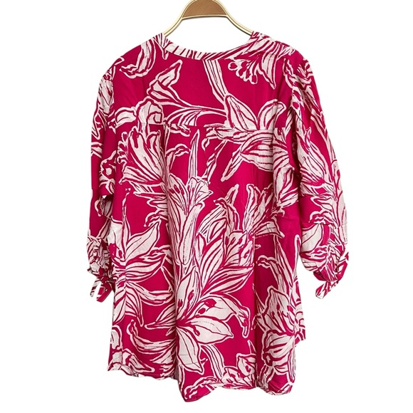 New Ulla Popken Lily Print Viscose Floral Blouse Top - Picture 5 of 7